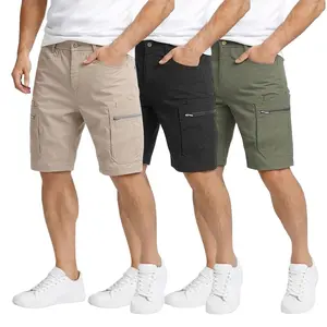 Clean Gent men’s casual cargo shorts with zippered pockets and a buttoned placket-ideal for outdoor hiking, summer leisure, work, golf, and outdoor fun.,clothes,,elastic,drawstring,waist