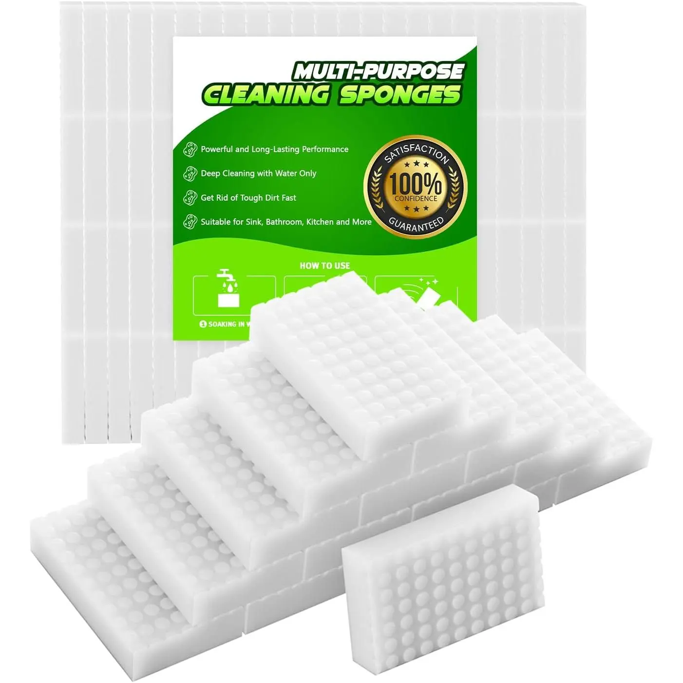 Sponge Eraser 20 Pack 2X Density and Long Lasting Melamine Sponges for Kitchen Bathroom Multi Surface Power Scrubber  Cleaning Pads - Bathtub, Floor, Baseboard, Bathroom, Wall Cleaner