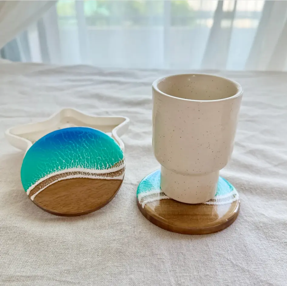 Ocean Resin Round Coaster Gift Set