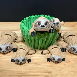 3D Printed Sloth with Optional Bamboo Bed - Desk Buddy