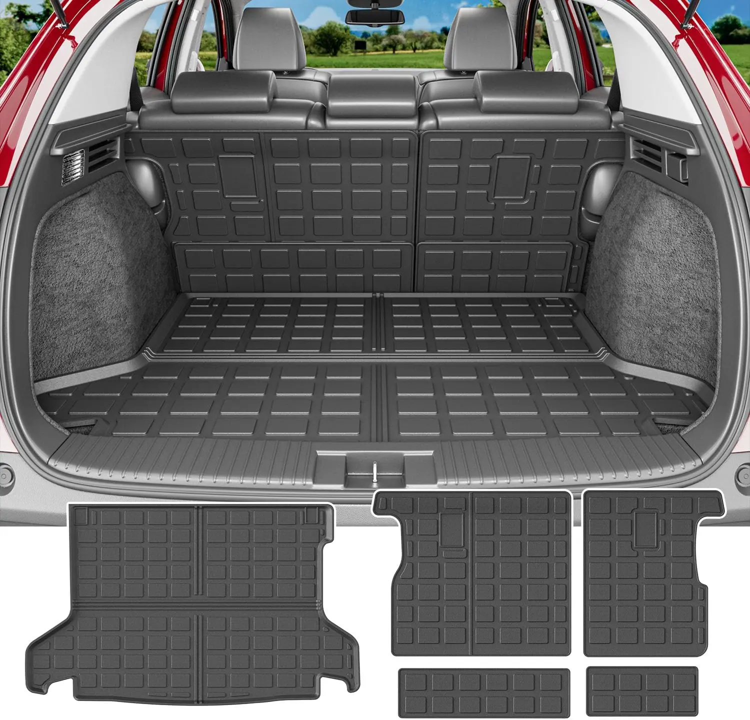 [Fits 16-22 HRV] Cargo Mat Compatible with 2016-2022 Honda HRV Trunk Mat Cargo Liner Back Seat Protector TPE Replacement for 2016 2017 2018 2019 2020 2021 2022 Honda HRV Accessories (Trunk Mat+Backrest Mats)