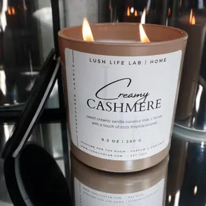 Lush Life Lab Creamy Cashmere Vanilla Coconut Milk Candle 9.5 oz 280 G with a touch of Cozy Tropical Aromas for Home Fragrance - Candles Home  Decor  Perfume TOP SELLER