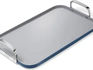 Double Burner Griddle - 19x12” Griddle Pan - Non-Stick Ceramic Coated - Non Toxic, PTFE & PFOA Free - Oven Safe & Compatible with All Stovetops - Navy