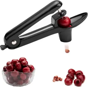 Cherry Pitter -  Stainless Steel Cherries Corer Pitter Tool with Hand-held Push Design, Save Time & Space for Making Cherry Jam with Lock Design(Black)