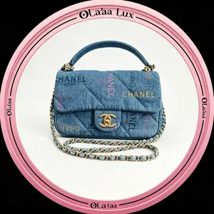 Pre-owned CHANEL GRAFFITI DENIM BLUE SHOULDER BAG C19499284962