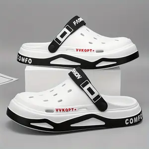 Men's Solid Color Close Toe Breathable Chunky Slippers, Comfy Non Slip Durable Soft Sole Anti Odor EVA Slides, Men's Summer Footwear