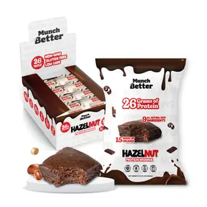 Munch Better High Protein Chocolate Hazelnut Brownie Gluten Free Dairy Free  Protein Brownie 26 Grams of Protein Non-GMO (8 Pack)