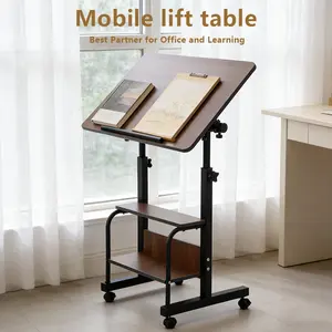Mobile Office Desk/drafting Table, Desk With Wheels, Height-adjustable Standing Desk, Multifunctional, Suitable For Use By The Bedside, Next To The Sofa, Or In The Study. Craft Room/home Office Desk