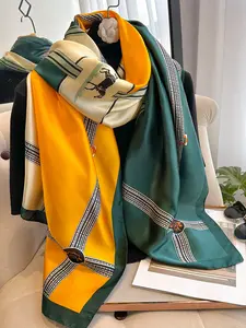 Women's Lightweight Silk Scarf, Outdoor Sun Protection Shawl, Animal Print, Windproof Sandproof, Fashion Gift Wrap