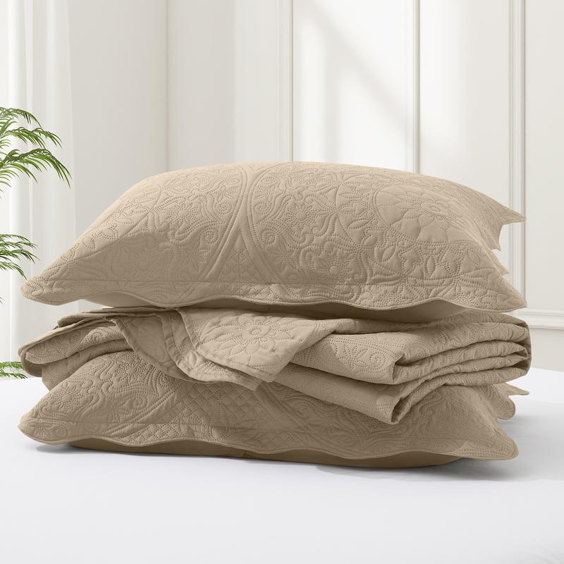 【 Weekly Picks 】Imperial Homeware Floral Ultrasonic 3 Pieces Quilted Bedspread Set Lightweight Bedspread Coverlet for All Seasons, Soft Microfiber Bedding with Pillow Shams Twin, Queen, King Sizes Machine Washable