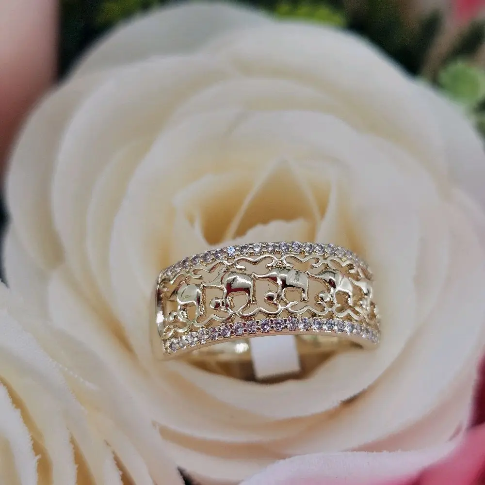 (R113) Elephant ring band goldplated (Goodluck)