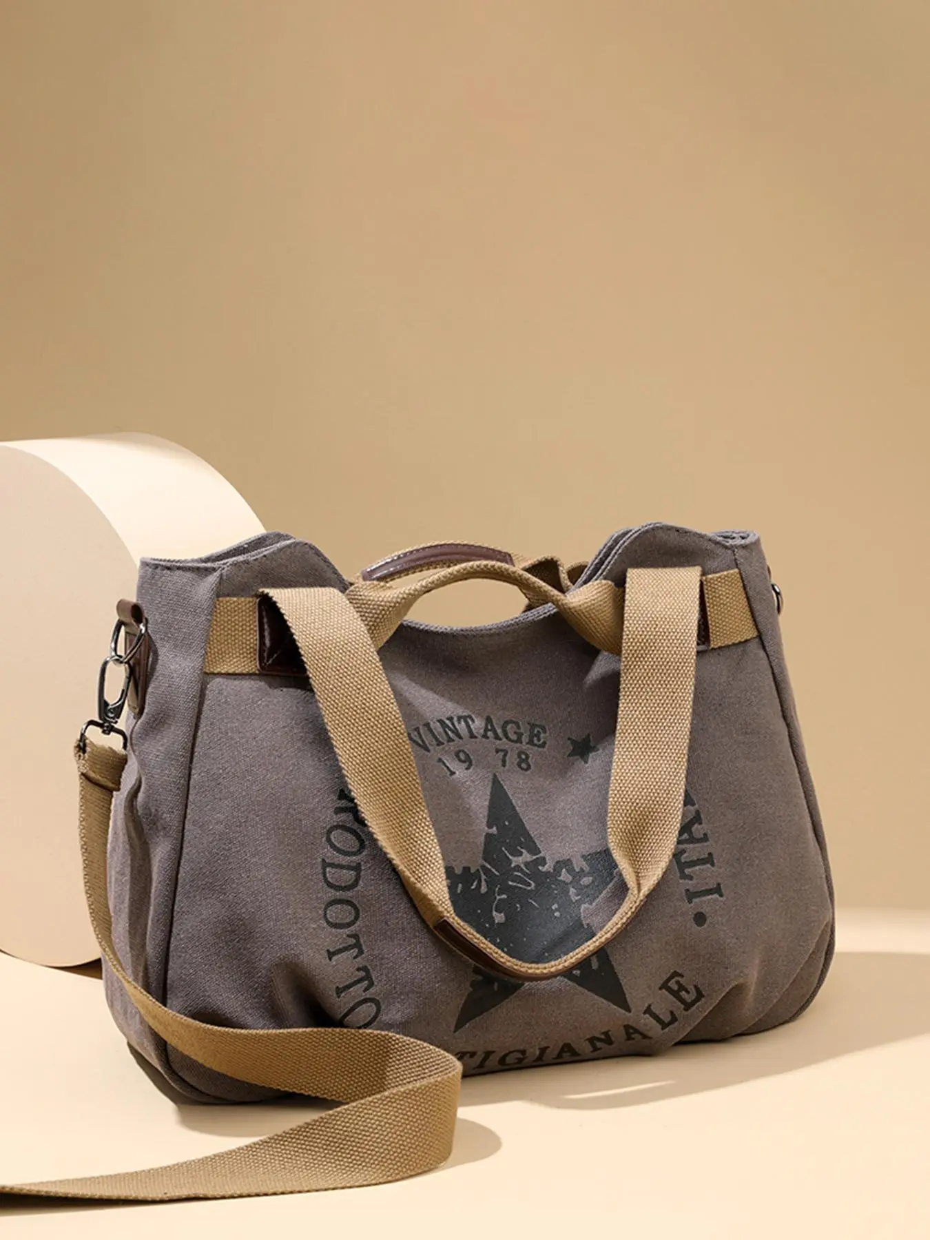 Men's Casual Plain Nylon Tote Bag, Vintage Trendy Tote, Casual Commuter Bag, Large Capacity Shoulder Bag for Daily Work & School, Durable and Versatile Men's Tote Bag, Everyday Tote Bag