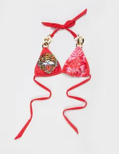 ED HARDY  Womens Link Triangle Bikini Top
