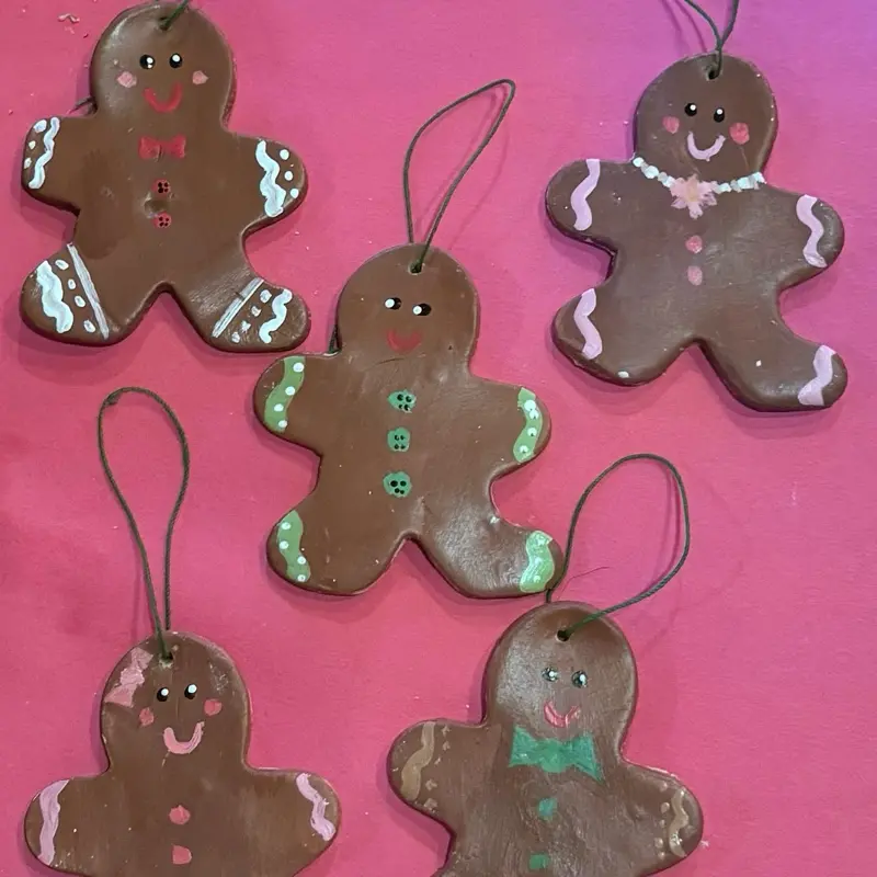 Clay Christmas Ornaments - Gingerbread Man,Christmas Tree, Candy Cane Design with Colorful Accents for Festive Decor