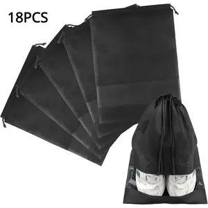 18 Pieces Travel Shoe Pouch Bags Non-Woven with Rope for Men Women Shoes Storage Packing Organizers