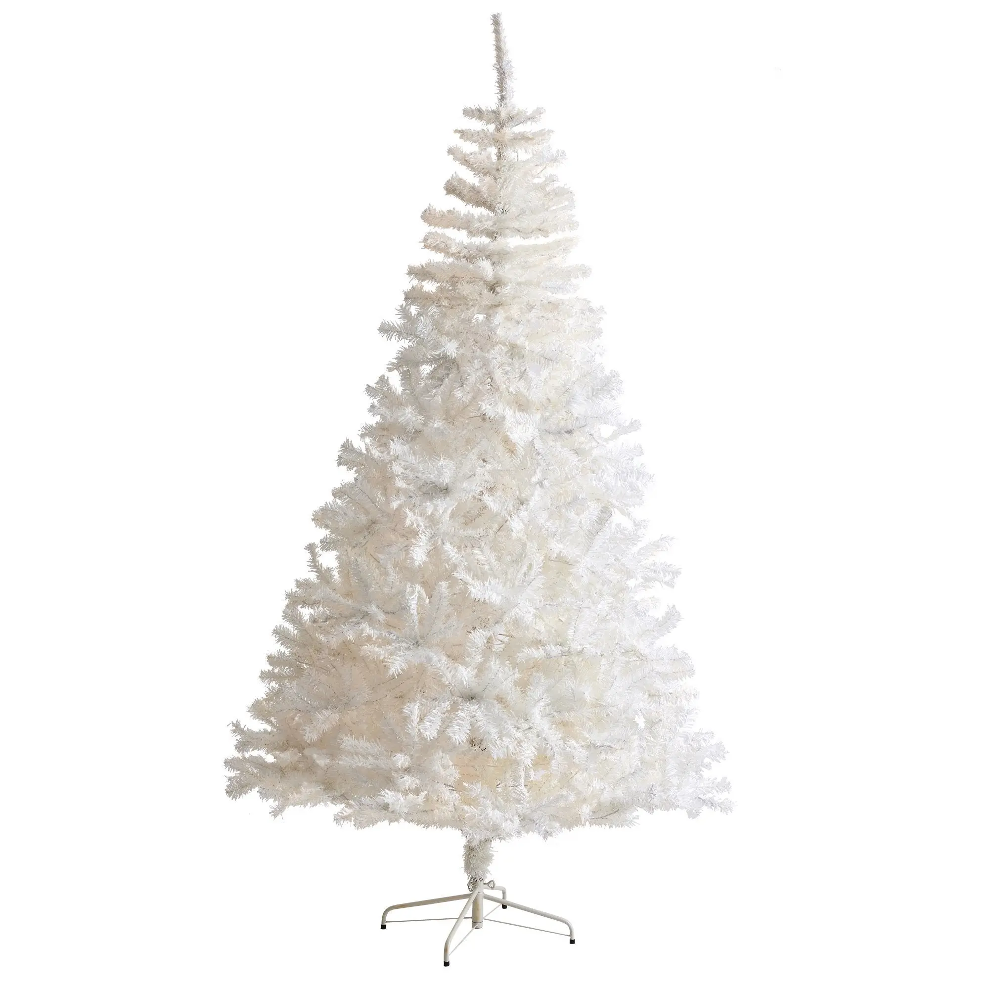 7ft Tall White Artificial Christmas Tree - Classic Cone, 1000 Bendable Tips, Maintenance-Free Full Length Holiday Decoration, Customizable Standing Festive Home Decor for All Ages
