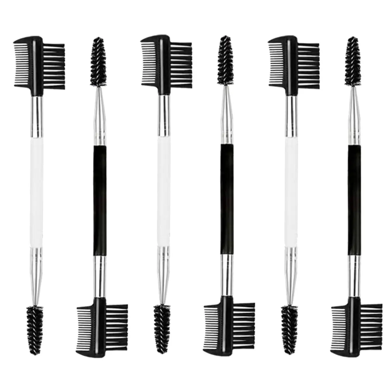 3 Head Eyebrow Eyelash Shaper Eyelash Comb Double Head Brush Makeup Grooming Tool Cosmetics Makeup Tool cosmetic with 3 Different Spoolie Brushes for Separating Lashes, Eliminating Mascara Clumps, Grooming and Shaping Brow