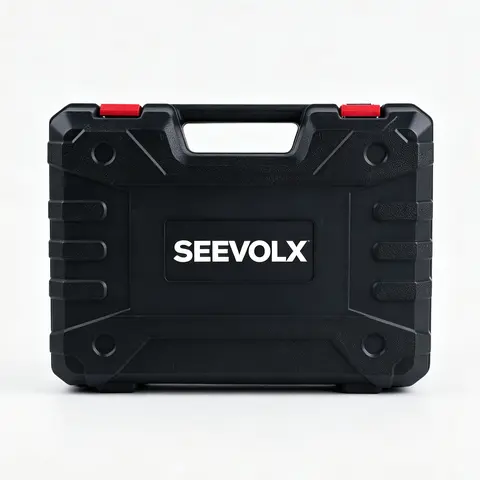 Heavy Duty ABS Plastic Toolbox Tool Storage Container - Garage Tool Organizer with Secure Latch, Stackable Design, Top Handle
