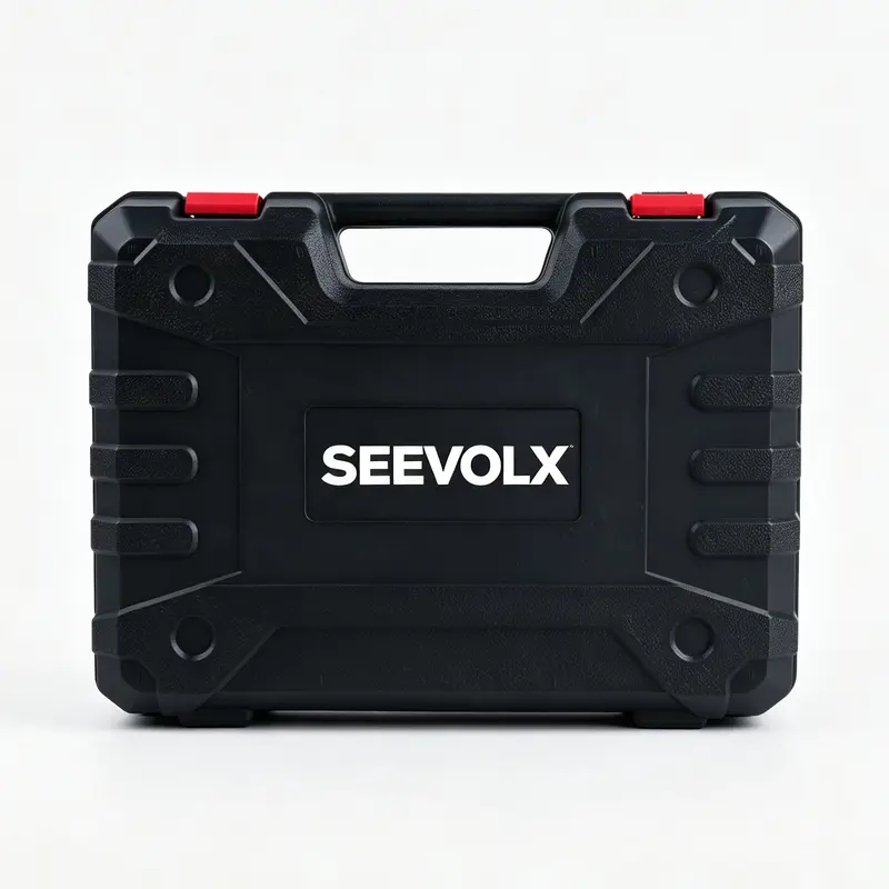 Heavy Duty ABS Plastic Toolbox Tool Storage Container - Garage Tool Organizer with Secure Latch, Stackable Design, Top Handle