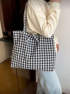 Summer Outdoor Travel Bag, Vacation Beach Bag, Fashion Plaid Shoulder Bag, Casual Single-Shoulder Tote, Multifunctional Commuter Bag