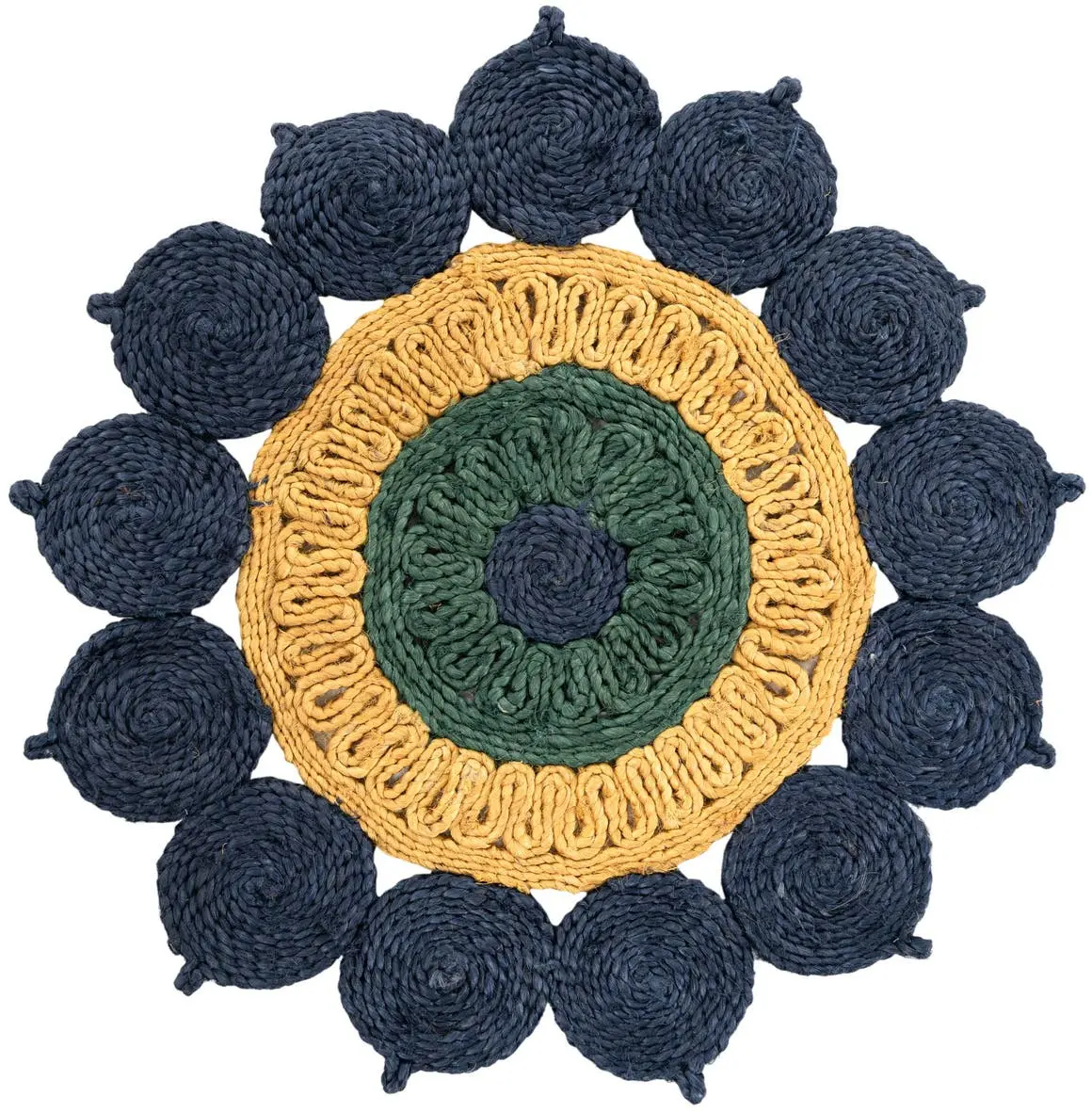 Navy Blue Yellow Green 2' x 2'