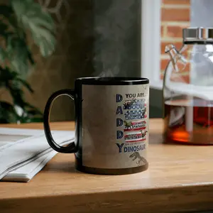 Daddy Saurus Mug  Gifts for Dad, American Flag Dad 11 15 oz mug , Dad Travel Coffee Mug  Drinkware Printed