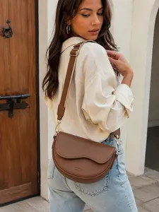 Stylish Retro Saddle Bag for Women Fashion Wide Strap Shoulder Purse Casual Chic Crossbody Handbag for Office Vacation Shopping Streetwear Daily Use Christmas Halloween Birthday Holiday Gift for Her Crossbody Bags