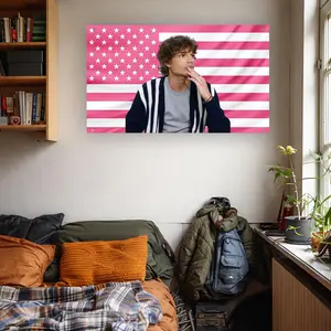 Mason Thames Pink USA Flag | Mason Thames Aesthetic Tapestry | Cute Guy Wall Decor | Trendy Actor Flag