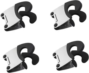 Silicone Anti-Scald Pot Clip & Spoon Holder, Portable Cutlery/Steel Tableware Rest for Spoons, Spatulas, Forks, 4-Piece Black Kitchen Accessory Tool