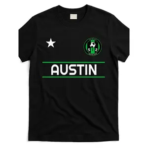 Women's Short-Sleeve Cotton T-Shirt - Retro Austin Football Team Design, Austin Logo, Glossy Texture, All-Season Fit, Durable, Machine-Washable Black Sportswear for Soccer Fans, Casual Wear, Crew Neck/Round Neck