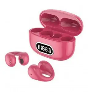 Kik_Clip-On Open Ear Crystal Clear Sound TWS Bluetooth Headphones F80 for Universal Cell Phone And Bluetooth Device (Hot Pink)