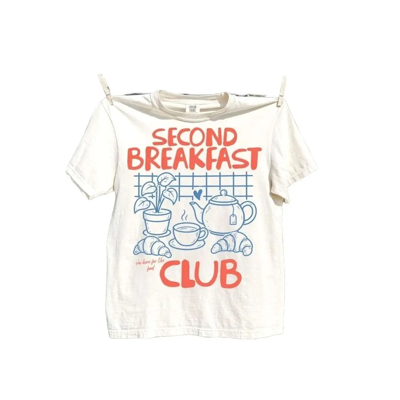 Second Breakfast Club Shirt, Tea and Croissant Graphic Tee, Cozy Breakfast Lover Gift, Brunch Club T-Shirt for Foodies