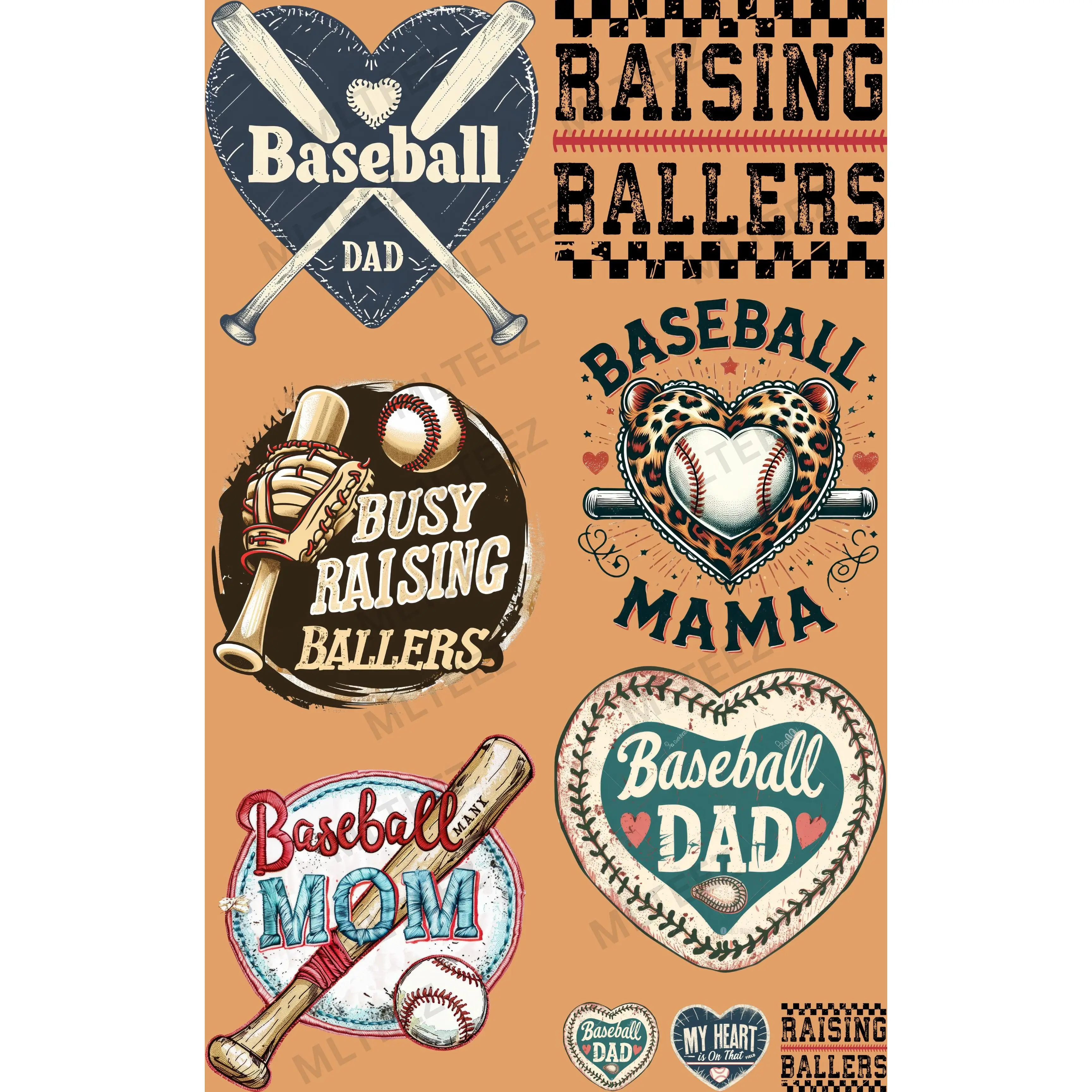 BASEBALL DAD/MOM (1) PREMADE GANGSHEET - 22X36 DTF TRANSFERS - DIRECT TO FILM
