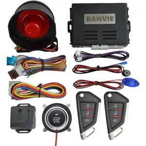 Car Alarm System with Remote Engine Start and Push to Start Stop Iginition Button Kit