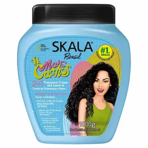 SKALA Mais Cachos Hair  Cream for Curly Hair Type 3ABC – 2 in 1 Conditioning and Leave In Cream, Anti Frizz, 100 Percent Vegan, 35.2 oz (1 Pack) 35.3oz Day Use