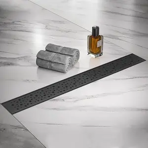 36 inch Linear Shower Drain, Black Rectangular Floor Drain, V-Shape Design Drain , 304 Stainless Steel, cUPC Certificated for Bathroom Shower Room (Drain Base is Not Included)