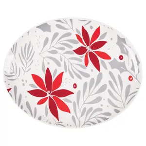 Poinsettia Christmas Oval Platter by Valerie