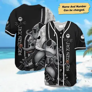 Custom Jack Skellington Baseball Jersey, Nightmare Before Christmas Baseball Shirt, Horror Halloween Shirt, Magic Kingdom Shirt
