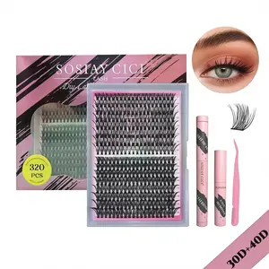 320PCS Lash Clusters Kit, SOSIAY CICI 30D+40D Individual Lashes, DIY Lash Extension Tool Set for Beginners