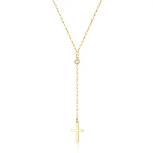 Tewiky gold-plated lip chain Y-shaped cross necklace, elegant design, suitable for various occasions, Easter gift