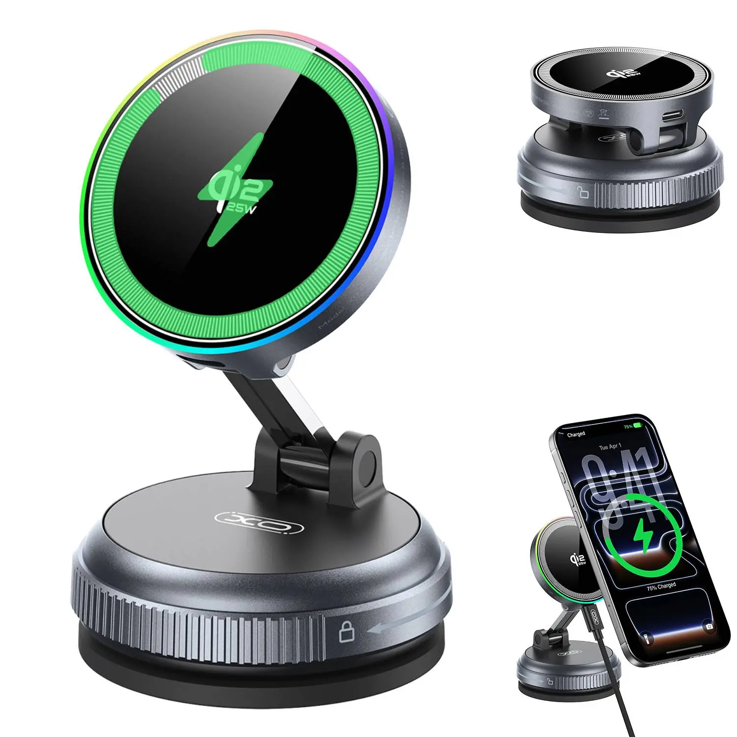 Magnetic Car Mount Charger Qi2.2 25W Magnetic Wireless Car Charger for iPhone 17 Accessories Magnetic Phone Holder for Car 2 in 1 Magnetic Car Mount for iPhone17Pro/16/15/14/13/12 Series Galaxy S25, Pixel 10, Fast Charging ,Gifts for Men Women