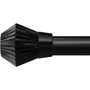 Curtain Rods for Windows 28 to 48 Inch, Black Curtain Rod Adjustable Drapery Rods with Exquisite Finial for Living Room, Bedroom, Kitchen, Outdoor Patio, Black...