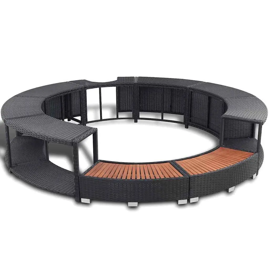 vidaXL Hot Tub Surround Outdoor Spa Surround Hot Tub Enclosure Poly Rattan 299441