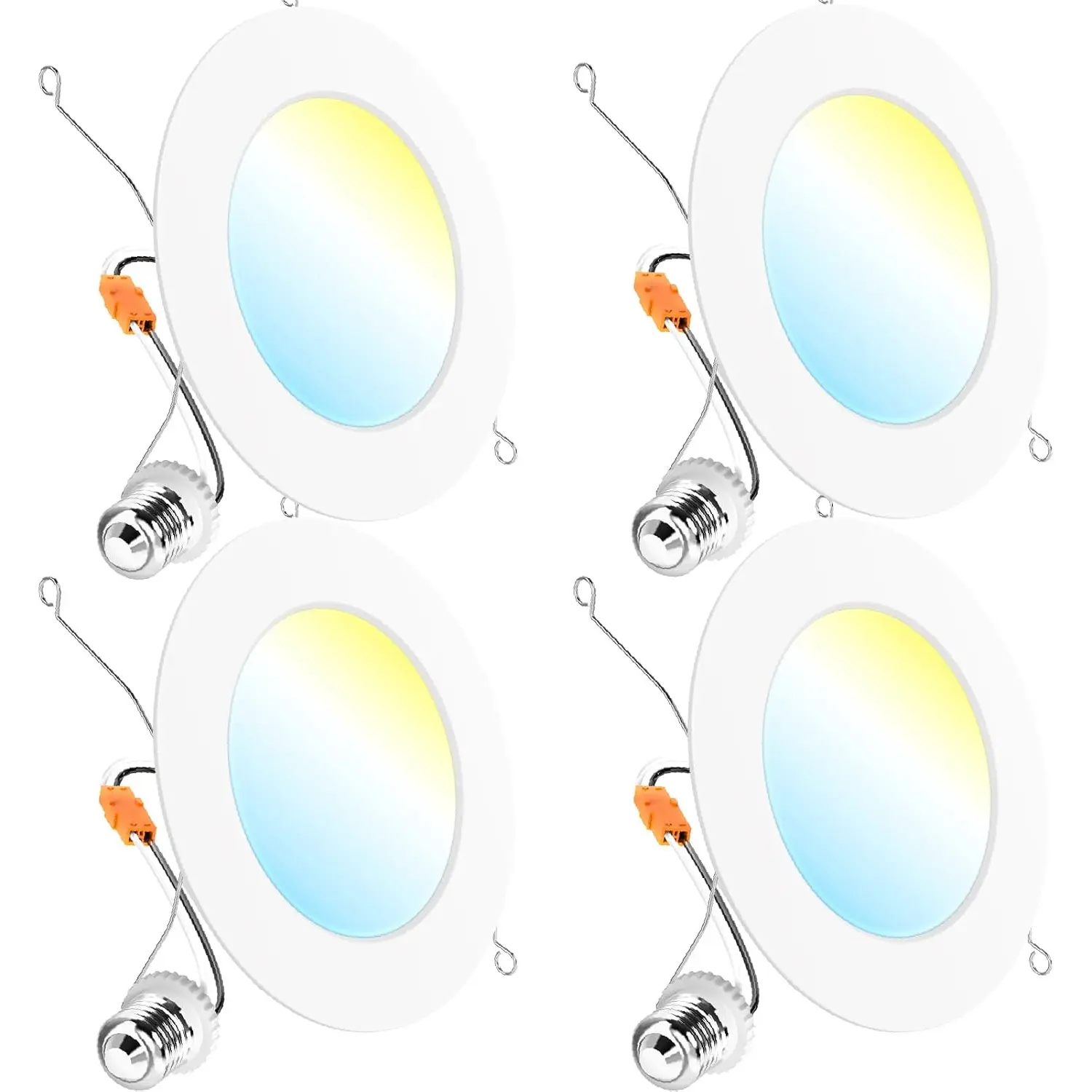 Sunco 4 Pack 6 Inch LED Flat Recessed Lighting, 5CCT, Ultra Thin, 12W