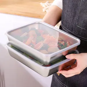 Stainless Steel Food Storage Box, 3 Counts/set Square Food Storage Container, Durable Bento Box with Lid, Lunch Box, Leakproof Lunch Container, Kitchen Gadgets Sealing, Travel Accessories, Kitchen Gadgets Utensils