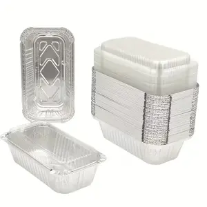 50PCS Disposable Loaf Pans with Transparent or Cardboard Lids, 2LB Aluminum Foil Bread Baking Pans, 7.8 x 4.3 Inch Food Storage Containers for Cakes, Bread, Pastries, Takeout and Street Snacks