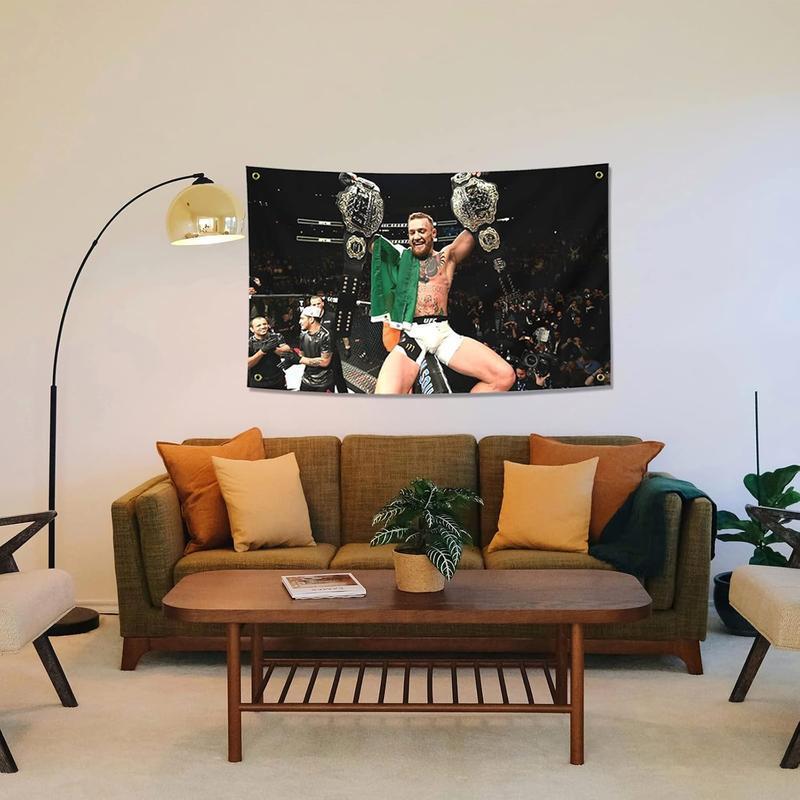 Conor McGregor Boxing Flag Funny Poster Durable Man Cave Wall Flag with Brass Grommets 40in*60in Tapestry Flag for College Dorm Room Decor,Outdoor,Bedroom, Parties gifts, travel, filming,events,festivals..