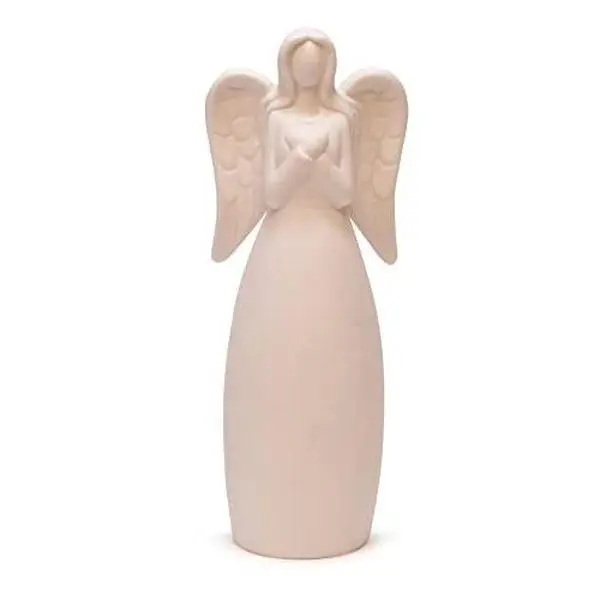 LED Unglazed Porcelain Guardian Angel Figurine, 8 Inch, Lighted Guardian Angel Christmas Decor