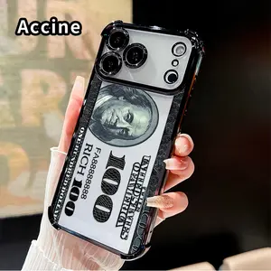 Phone Case for iPhone 17 16 Pro Max 15 Plus 14 13 12 11 E Air Hundred Dollar Portrait Patterned Four Corner Airbag Electroplated Anti-Collision Protection Smartphone Cover