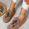 New Women's Round-Toe Outdoor Fitness Shoes with Arch Support, Casual Beaded Tassel Moccasins for Women, Vintage Comfort Walking Flats, Casual Shoes Clogs, Casual Fashion Shoes